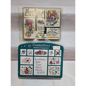 LOT Of 2 Rubber Stamp Sets Christmas Halloween Party Nativity 19 Stamps Total
